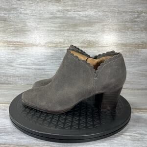 Jack Rogers Women’s Marianne Block Heel Gray suede Ankle Booties Size 7